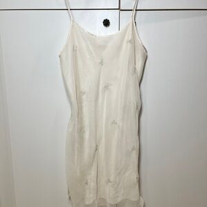 Valerie Stevens Cream Chemise Lingerie Slip Dress with Delicate Embroidery